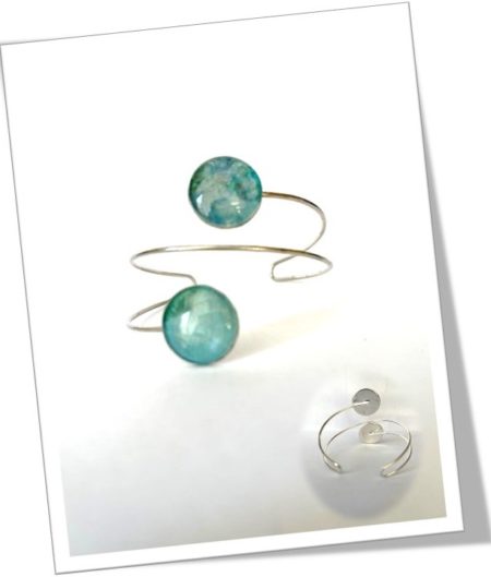 Bracelet jonc métal argenté en soie <br> (Réf 101)