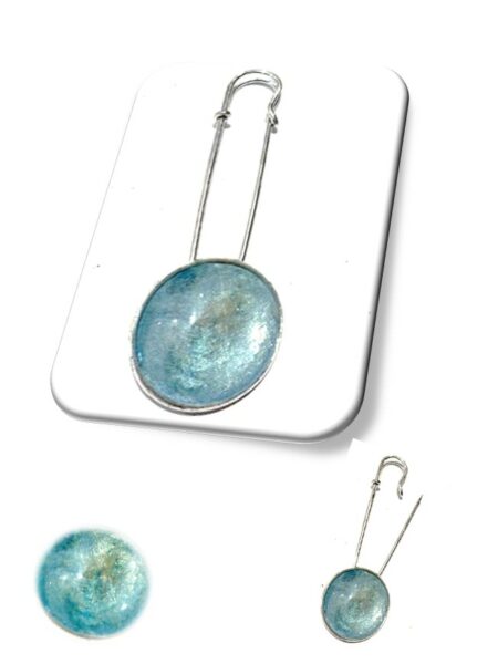 Epingle métal argenté en soie et cabochon <br> (Réf 403)