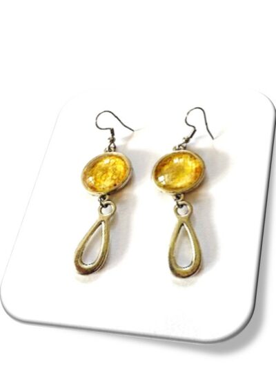 Boucle D'oreille  métal argenté et soie <br> (Réf 011)