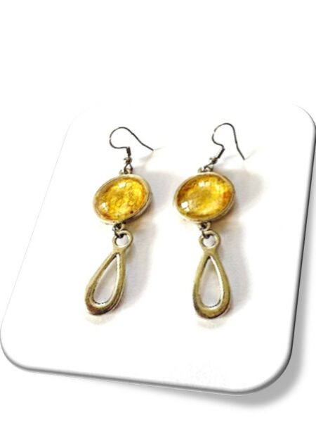 Boucle D'oreille  métal argenté et soie <br> (Réf 011)