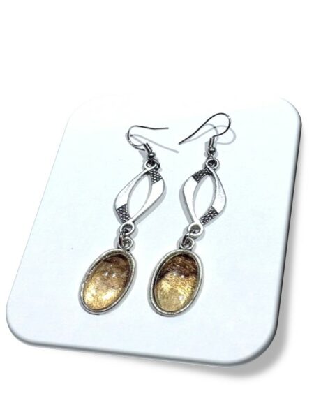 Boucle D'oreille  métal argenté et soie <br> (Réf 05)