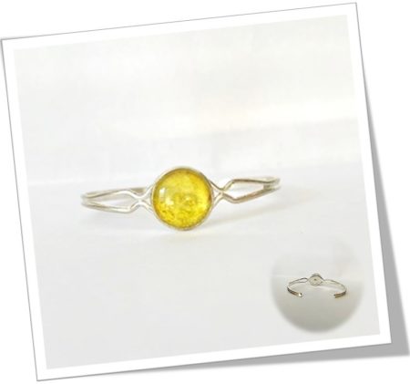 Bracelet jonc métal argenté en soie <br> (Réf 906)