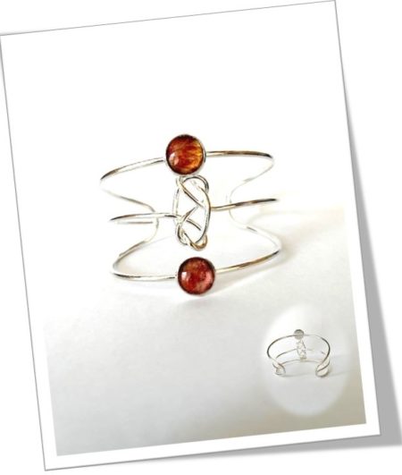 Bracelet jonc métal argenté en soie <br> (Réf 00)