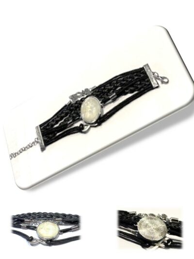 Bracelet simili cuir et en soie <br> (Réf 4000)