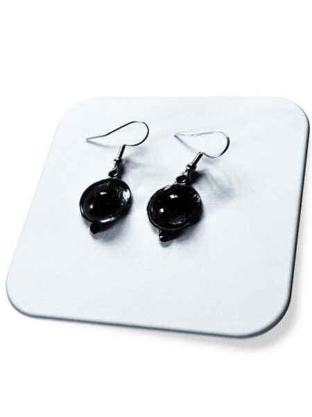 Boucle D'oreille  métal argenté et soie <br> (Réf 03)