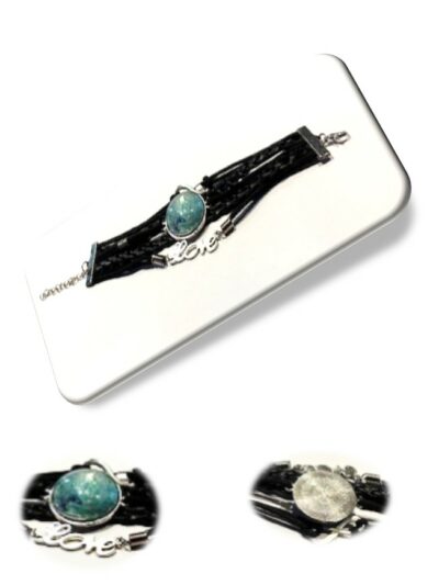 Bracelet simili cuir et en soie <br> (Réf 4001)
