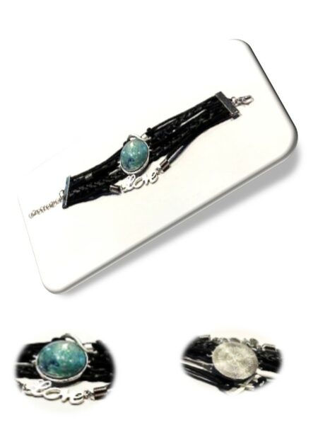 Bracelet simili cuir et en soie <br> (Réf 4001)