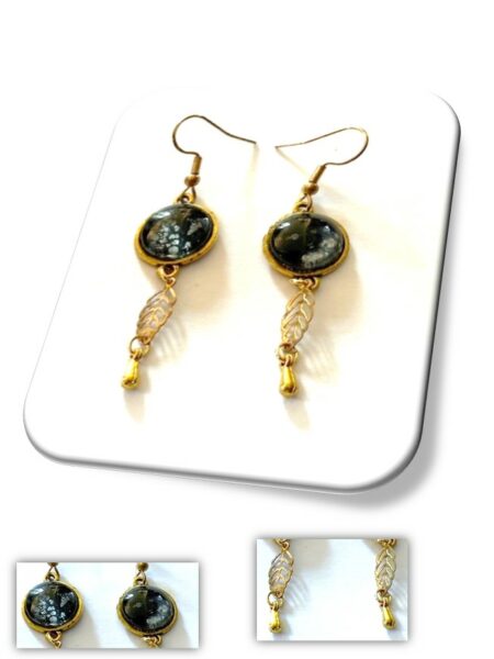 Boucle D'oreille doré et soie <br> (Réf 5002)