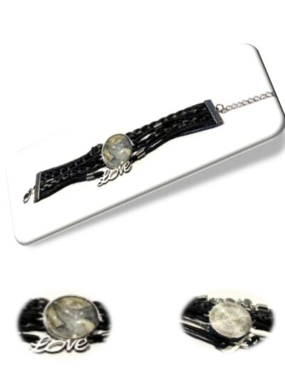 Bracelet simili cuir et en soie <br> (Réf 4003)