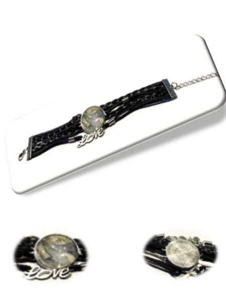 Bracelet simili cuir et en soie <br> (Réf 4003)