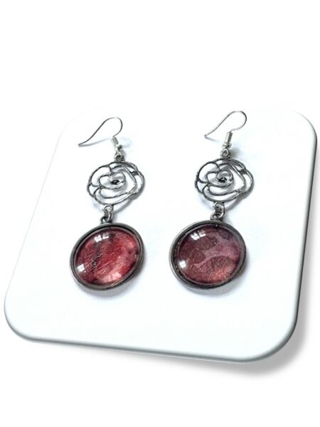 Boucle D'oreille  métal argenté et soie <br> (Réf 02)