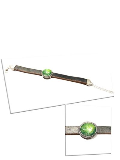 Bracelet simili cuir et en soie <br> (Réf 4004)