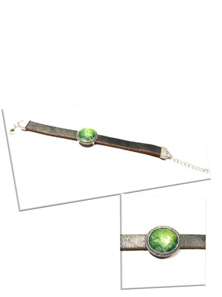 Bracelet simili cuir et en soie <br> (Réf 4004)