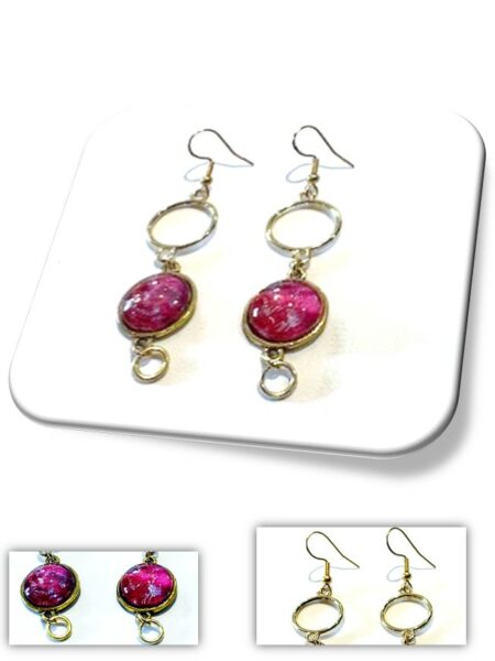 Boucle D'oreille doré et soie <br> (Réf 5005)