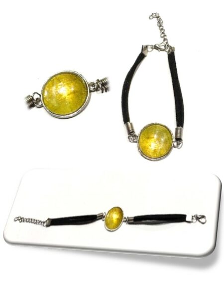 Bracelet simili cuir et en soie <br> (Réf 4005)
