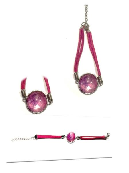 Bracelet simili cuir et en soie <br> (Réf 4007)