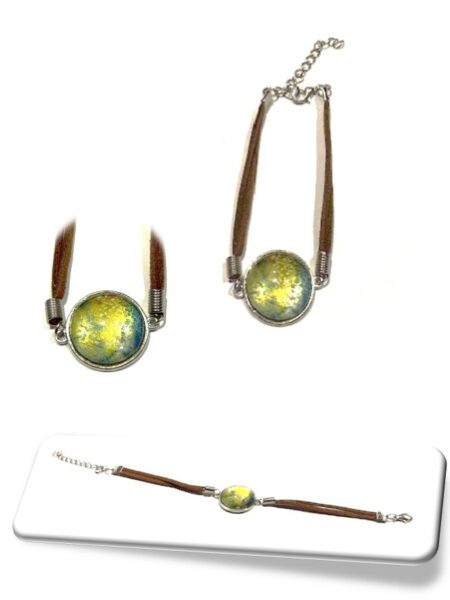 Bracelet simili cuir et en soie <br> (Réf 4008)