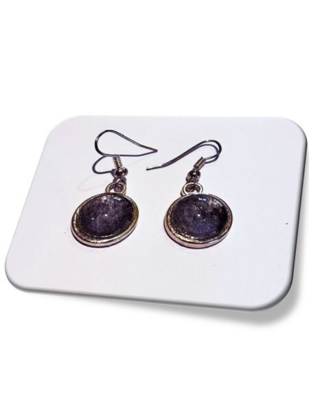 Boucle D'oreille  métal argenté et soie <br> (Réf 1000)