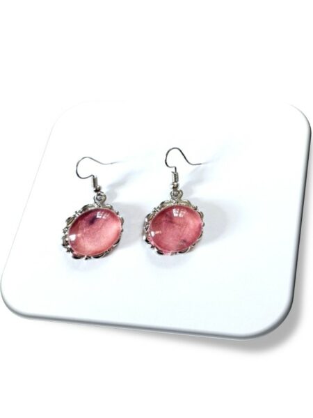 Boucle D'oreille  métal argenté et soie <br> (Réf 1001)