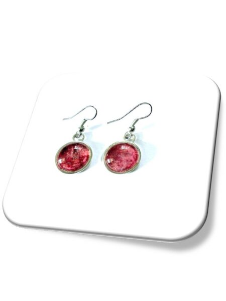 Boucle D'oreille  métal argenté et soie <br> (Réf 1003)