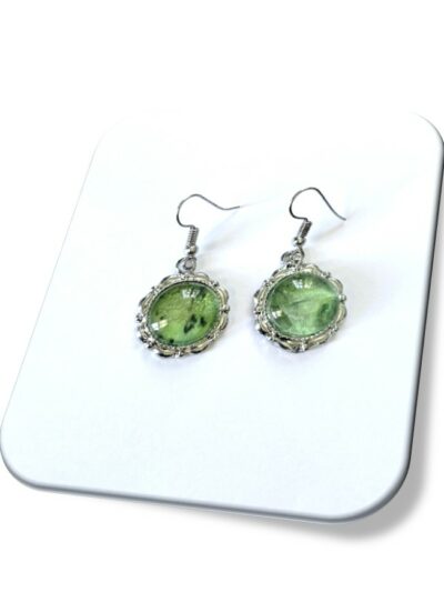 Boucle D'oreille  métal argenté et soie <br> (Réf 1007)