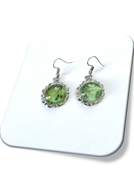 Boucle D'oreille  métal argenté et soie <br> (Réf 1007)