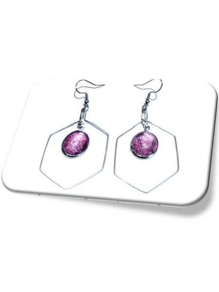 Boucle D'oreille  métal argenté et soie <br> (Réf 1009)