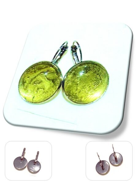 Boucle D'oreille dormeuse métal argenté et soie <br> (Réf 201)