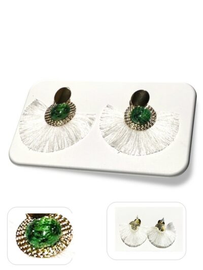 Boucle D'oreille dormeuse métal doré et soie <br> (Réf 203)