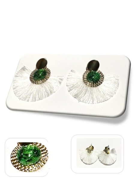 Boucle D'oreille dormeuse métal doré et soie <br> (Réf 203)