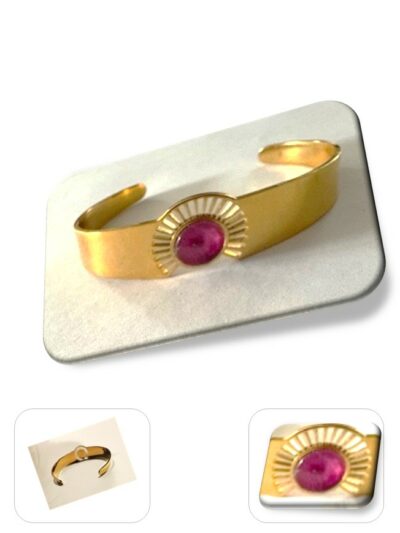 Bracelet jonc métal doré en soie <br> (Réf 8006)