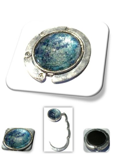 Accroche sac métal argenté et en soie <br> (Réf 003)
